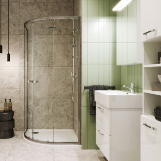 Leny skříňka vysoká, 330x1700x253mm, závěsná, s policemi, levé otevírání, bílá lesk CN814N