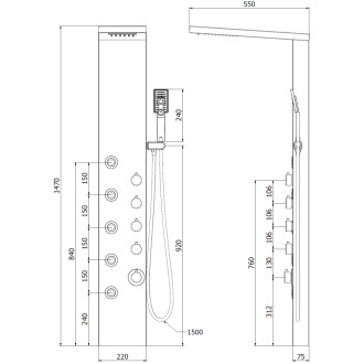 Mexen Lando panel prysznicowy, chrom - 7611-04-00