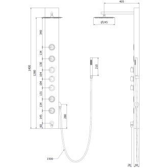Mexen Ivo panel prysznicowy z wylewką, chrom - 7608-03-00