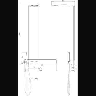 Mexen Trix panel prysznicowy, czarny - 7606-02-70