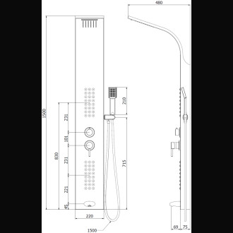 Mexen Ardo panel prysznicowy z wylewką, chrom - 7617-04-00