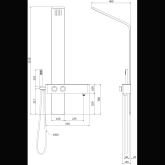 Mexen Strit panel prysznicowy, czarny - 7625-02-70