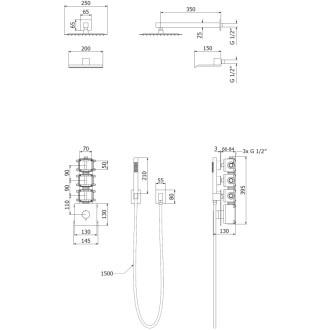 Mexen Boka zestaw prysznicowy podtynkowy, chrom - 7603-03-00