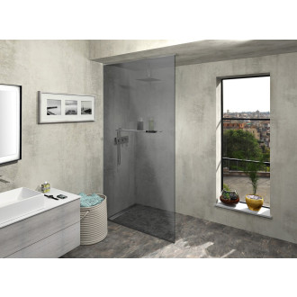 ARCHITEX sada pro uchycení skla, podlaha-stěna-strop se spádovou lištou, 1615x2600mm, levá, leštěný hliník