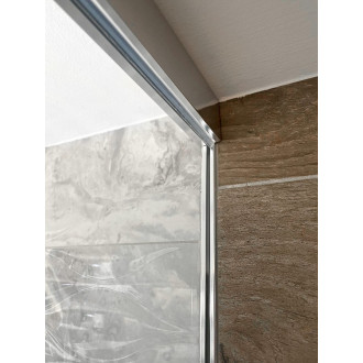 ARCHITEX sada pro uchycení skla, podlaha-stěna-strop se spádovou lištou, 1615x2600mm, levá, leštěný hliník