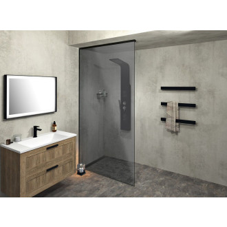 ARCHITEX sada pro uchycení skla, podlaha-stěna-strop se spádovou lištou, 1615x2600mm, levá, černá mat