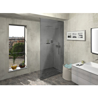 ARCHITEX sada pro uchycení skla, podlaha-stěna-strop se spádovou lištou, 1615x2600mm, pravá, leštěný hliník