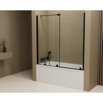 ROLLS BLACK vanová zástěna 1400x1500mm, čiré sklo