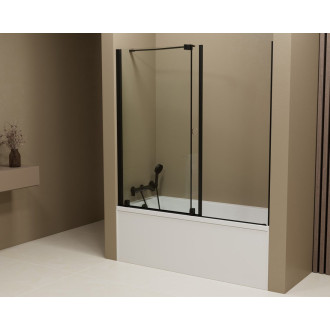 ROLLS BLACK vanová zástěna 1400x1500mm, čiré sklo