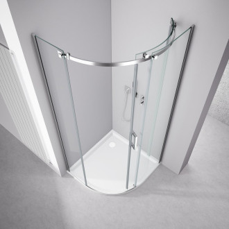 THRON SQUARE čtvrtkruhová sprchová zástěna 900x900mm, čiré sklo, pravá
