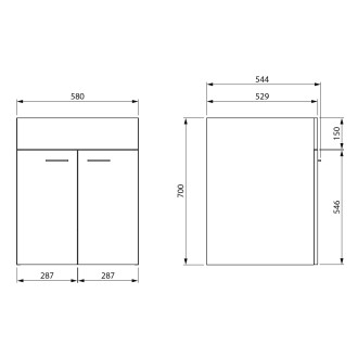Skříňka pod výlevku 58x70x52,8cm, bílá