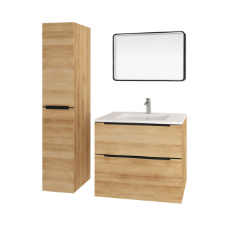 Mailo koupelnová skříňka, vysoká, dub , L/P, 350x1700x385 mm, černé madlo CN524LPB