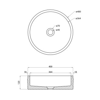 ISPIR betonové umyvadlo včetně výpusti, 40cm, bílý pískovec