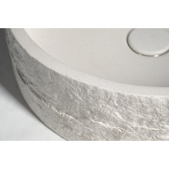 ISPIR betonové umyvadlo včetně výpusti, 40cm, bílý pískovec