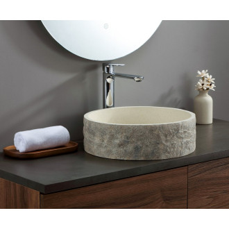 ISPIR betonové umyvadlo včetně výpusti, 40cm, bílý pískovec