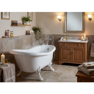 RETRO volně stojící vana 157x76,5x73cm, bílá, nohy bílé