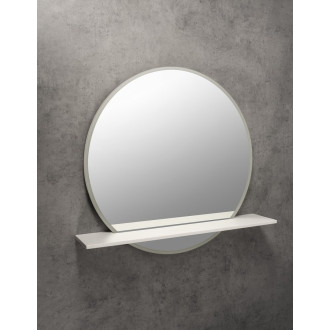 VISO kulaté zrcadlo s LED osvětlením a policí ø 70cm, bílá mat