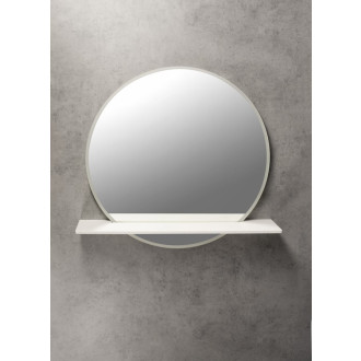 VISO kulaté zrcadlo s LED osvětlením a policí ø 60cm, bílá mat