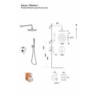 Podomítkový sprchový set DECCO/ILLUSION I Zlatá broušená