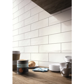 Obklad Ragno Brick Glossy white 10x30 cm lesk RDA0