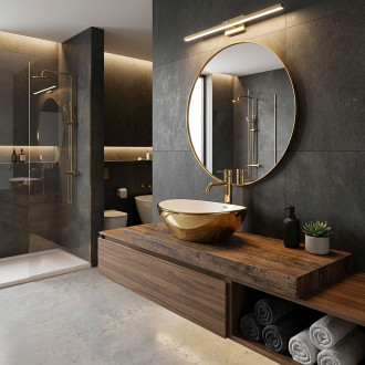 REA Umyvadlo na desku Sofia Gold/white REA-U0456