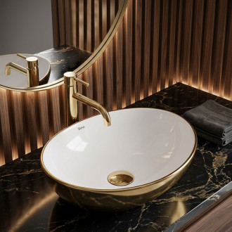 REA Umyvadlo na desku Sofia Gold/white REA-U0456
