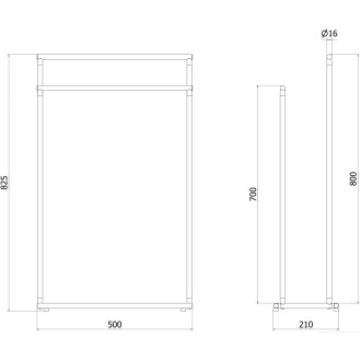 Mexen Loop stojący wieszak na ręcznik, black chrome - 70A71098-73