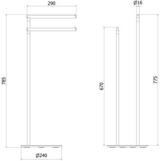 Mexen Loop stojący wieszak na ręcznik, black chrome - 70A71096-73