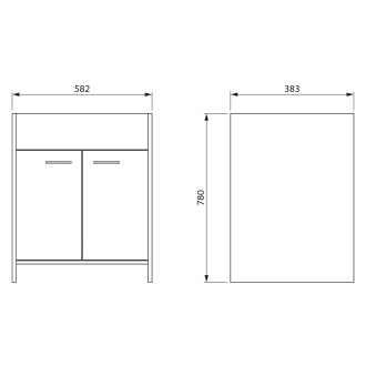 Skříňka pod výlevku 58,2x78x38,3cm, plast, bílá