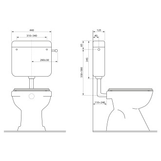 WC plastová nádržka s DUAL tlačítkem, 4-8 L, bílá