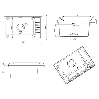 Plastová výlevka s plastovou skříňkou 58x38 cm, včetně sifonu