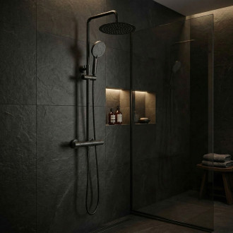 Sprchová sada bez výtoku s termostatem Rea Lungo Black