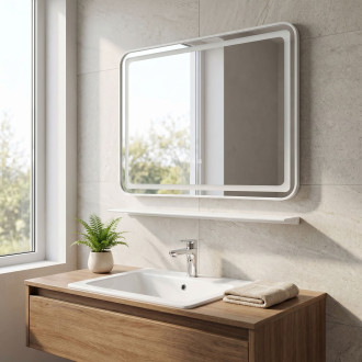 LED zrcadlo na zeď s policí 80x60 cm L-8060