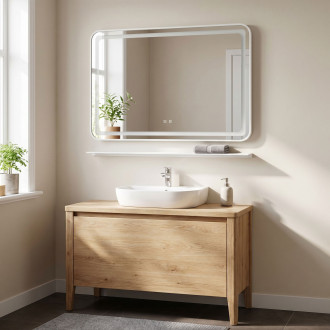 LED zrcadlo na zeď s policí 80x60 cm L-8060