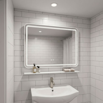 LED zrcadlo na zeď s policí 80x60 cm L-8060