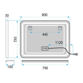 LED zrcadlo na zeď s policí 80x60 cm L-8060