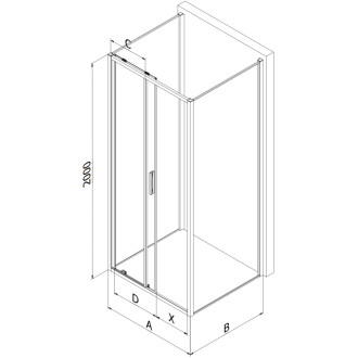 Mexen Exo-3S kabina prysznicowa 3-ścienna rozsuwana 105 x 85 cm, transparent, złota - 8151-105-085-50-00-3S