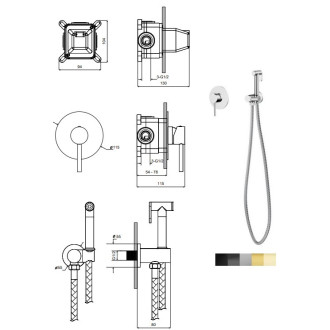 Set s bidetovou sprškou VEO zlatá