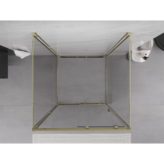Mexen Exo-3S kabina prysznicowa 3-ścienna rozsuwana 95 x 95 cm, transparent, złota - 8151-095-095-50-00-3S