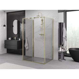 Mexen Exo-3S kabina prysznicowa 3-ścienna rozsuwana 130 x 95 cm, transparent, złota - 8151-130-095-50-00-3S