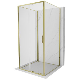 Mexen Exo-3S třístěnný posuvný sprchový kout 100 x 100 cm, průhledný, zlatý - 8151-100-100-50-00-3S
