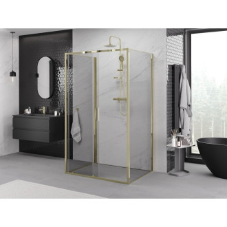 Mexen Exo-3S kabina prysznicowa 3-ścienna rozsuwana 125 x 120 cm, transparent, złota - 8151-125-120-50-00-3S
