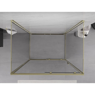 Mexen Exo-3S kabina prysznicowa 3-ścienna rozsuwana 125 x 120 cm, transparent, złota - 8151-125-120-50-00-3S