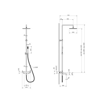 Y system wannowy natynkowy, grafit szczotkowany