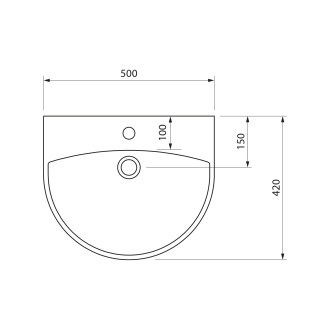 SPIRAL keramické umyvadlo 50x42cm, bílá
