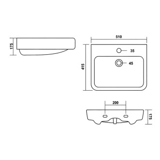 VIBRANT keramické umyvadlo 51x42cm, bílá