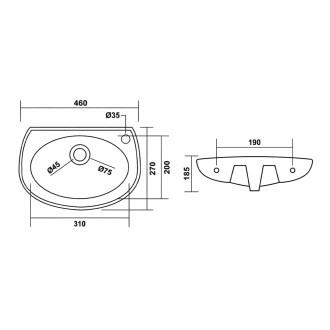 WINZ keramické umývátko 46x27cm, bílá