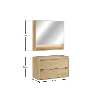 Comad SET-VOC B CREMONA 80CM MC Koupelnová sestava 80 cm s deskou a zrcadlovou skříňkou