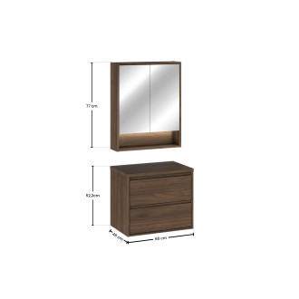 Zestaw meblowy 60cm z blatem i szafką z lustrem