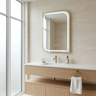 Zrcadlo LED ZONE 70X50 BRUSH GOLD